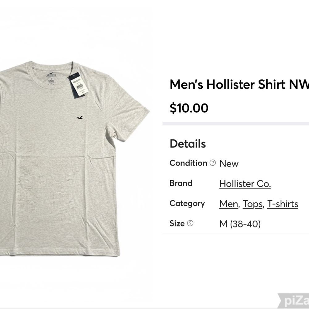 Hollister Men's Light Gray Tee, NWT